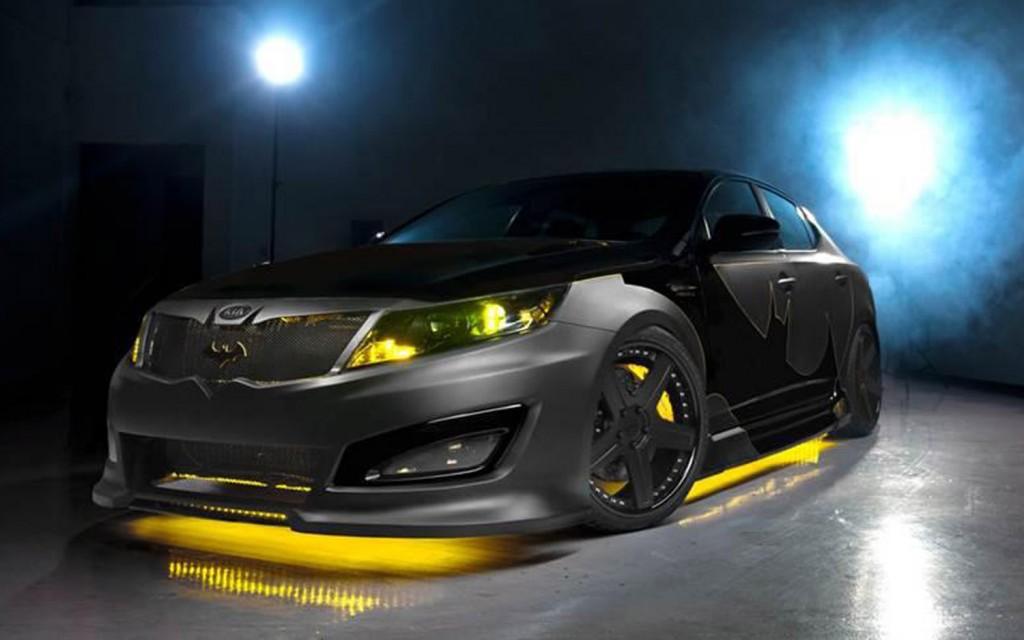 Kia Optima Batman front three-quarter view