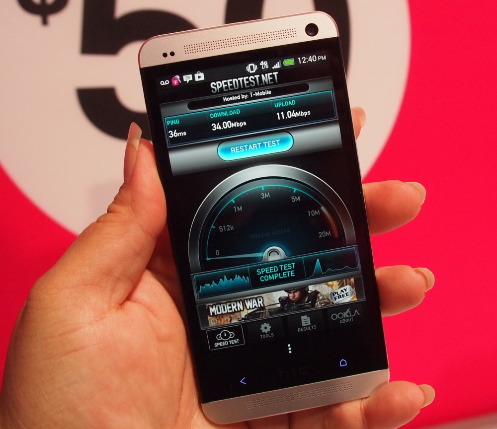 T-Mobile HTC One SpeedTest LTE