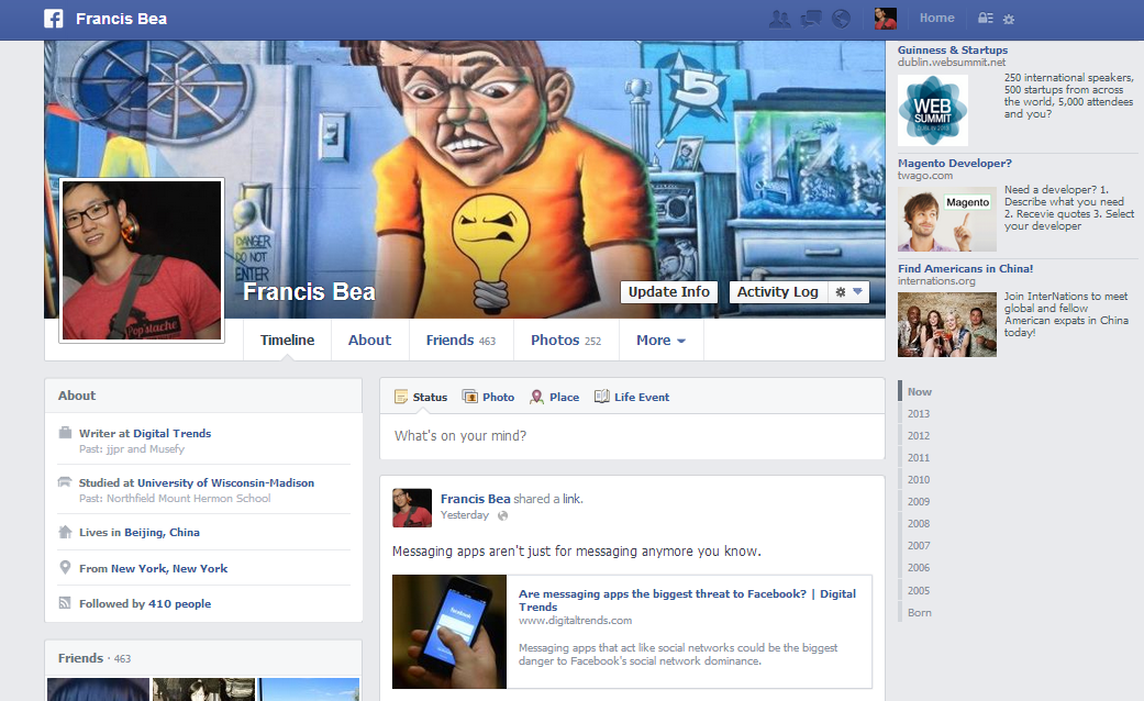 facebook new timeline