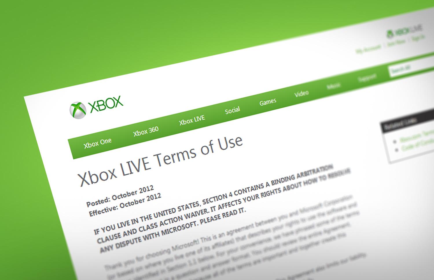 Xbox Live Terms and Conditions