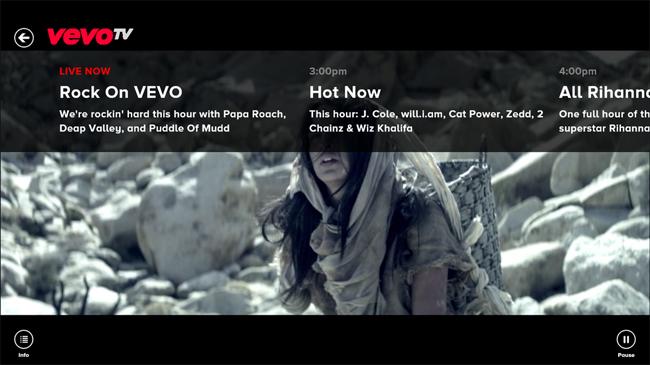 Vevo Windows 8 app