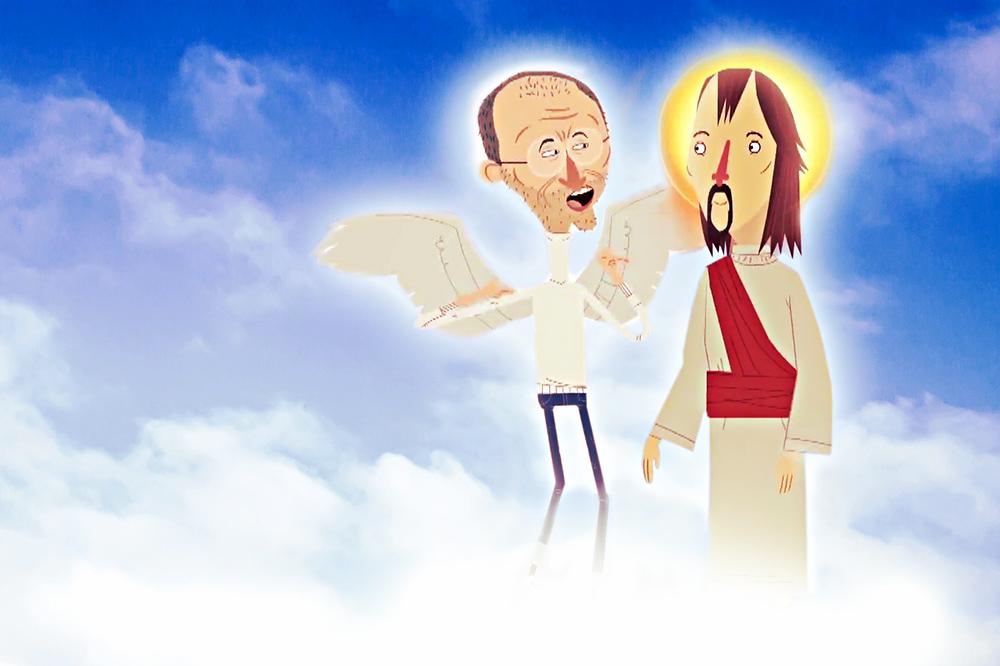 steve jobs hanging with jc in heaven iphone announcement jesus