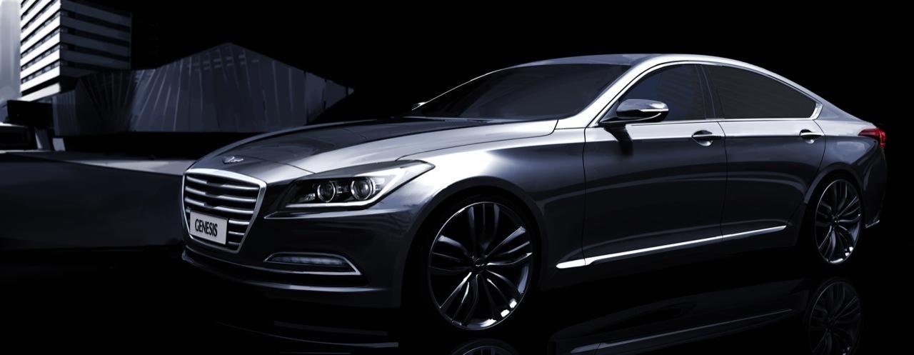 2015 hyundai genesis revealed in official renderings rendering front three quarter