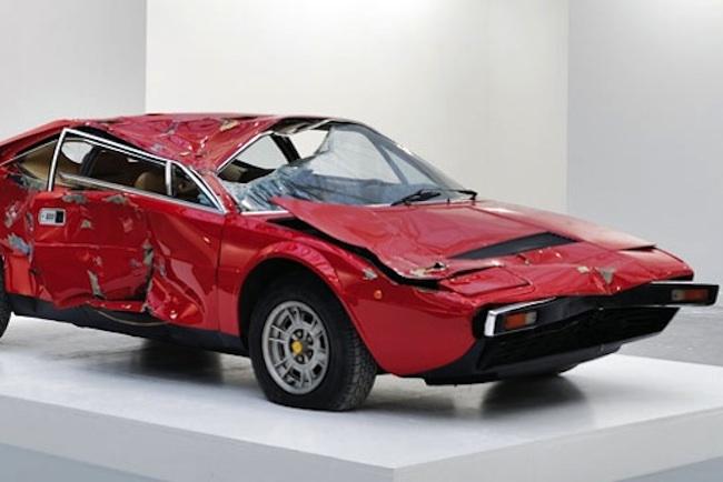 now thats call art totaled ferrari sells 250000 contemporary showpiece dino wreck 2