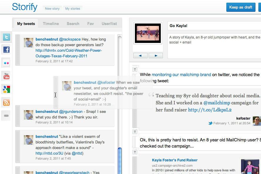 twitters custom timeline compare storify dragndrop ui