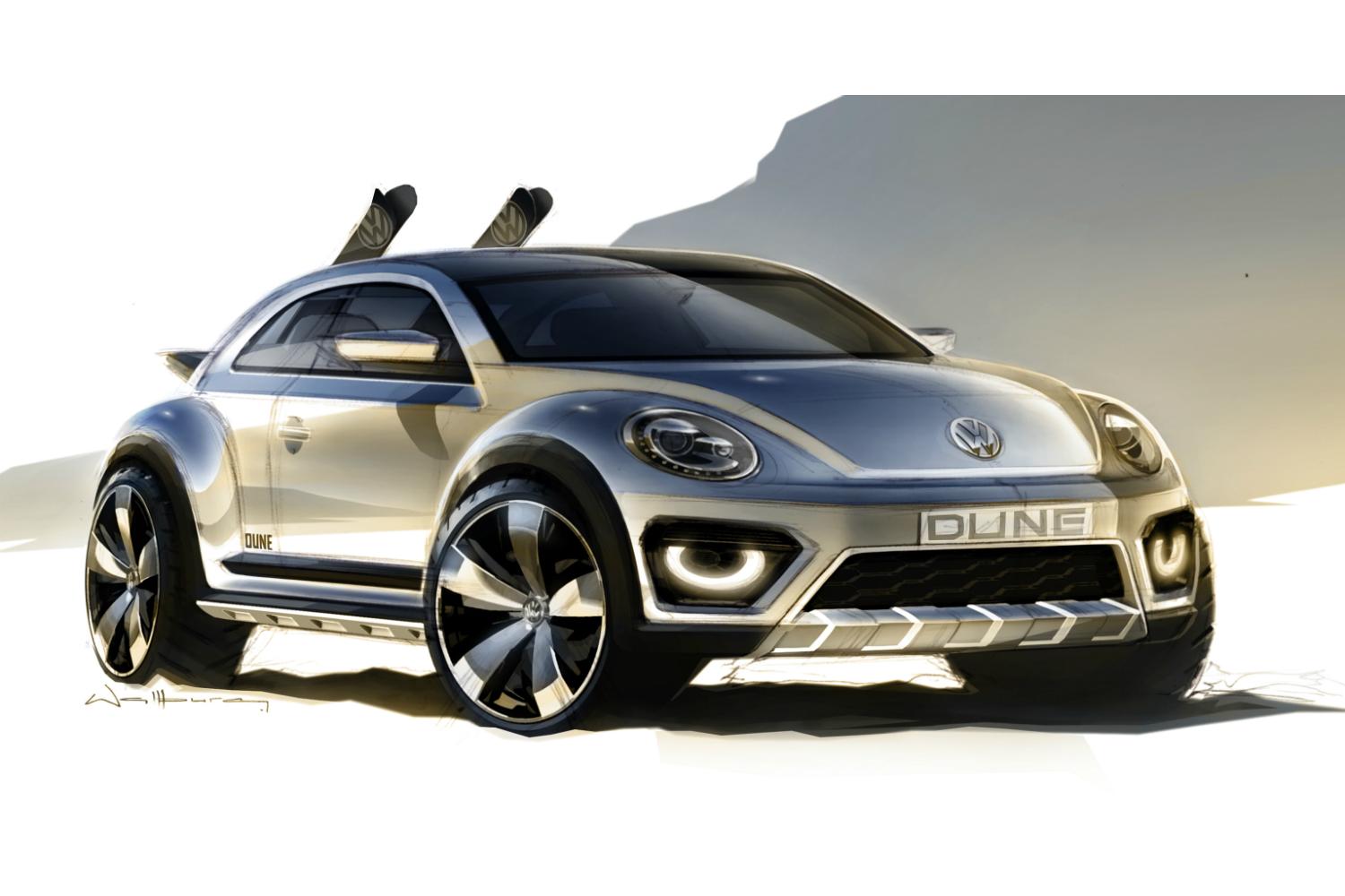 vw teases baja bug beetle dune concept ext