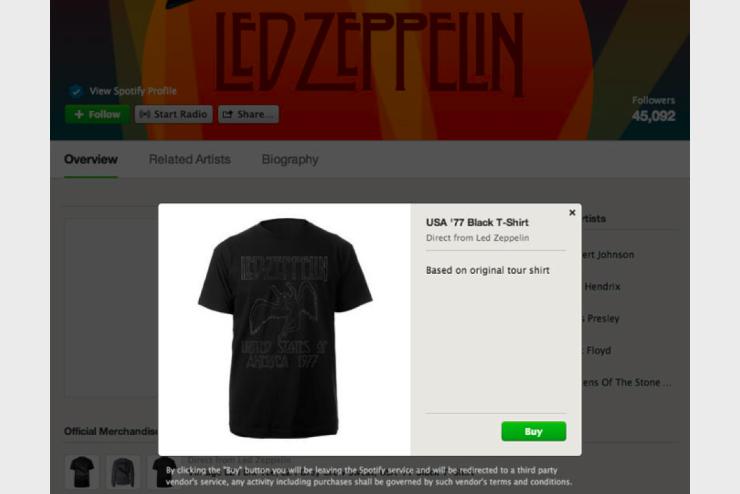 spotify launches merchandise feature