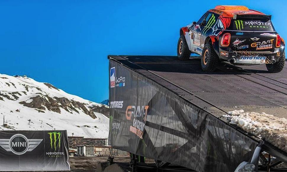 360 foot car jump attempt fails steal guinness world record mini countryman guerlain chicherit crash video filmed crashing