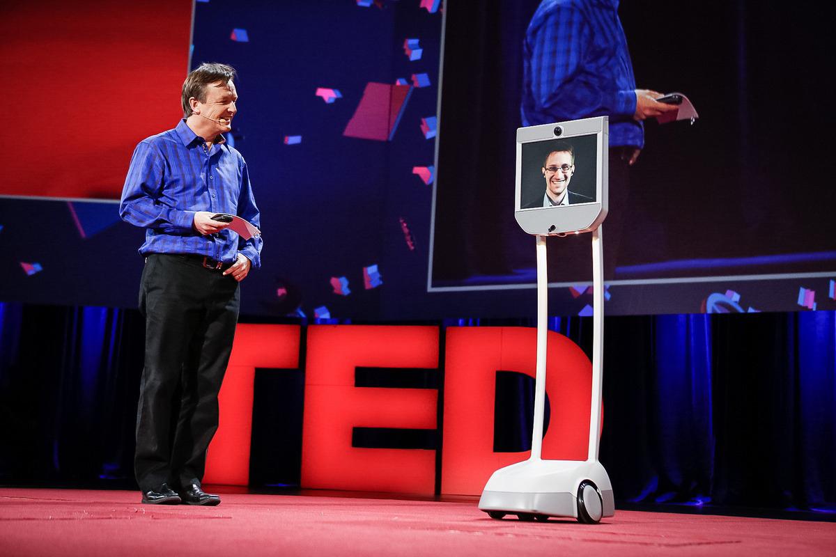 edward snowdens ted talk cyborgs snowden robot