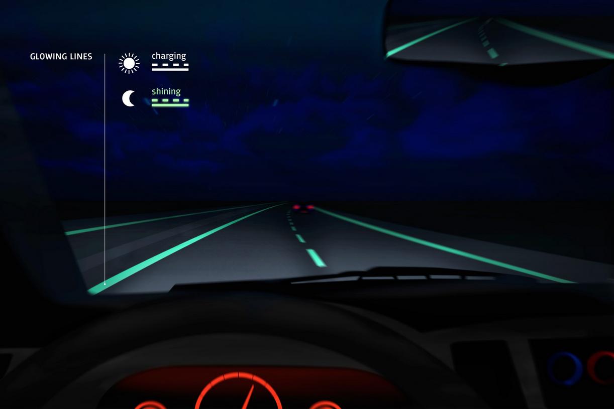 glow in the dark road lights way to energy savings netherlands glowing lines 1