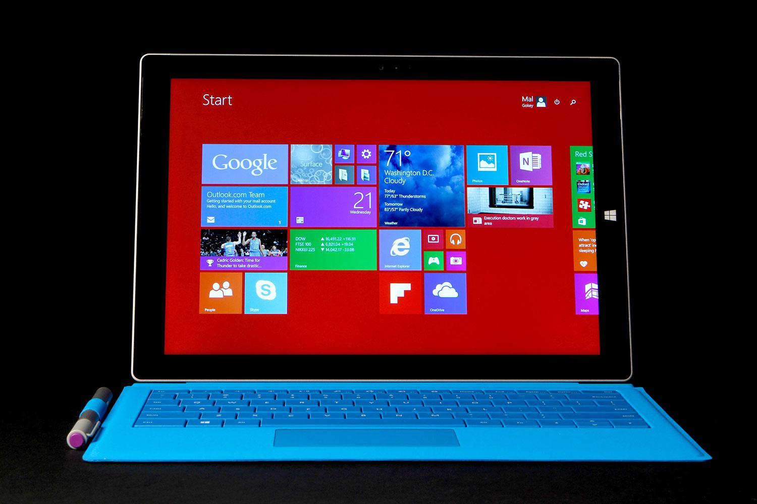 Microsoft SURFACE Pro 3 start screen