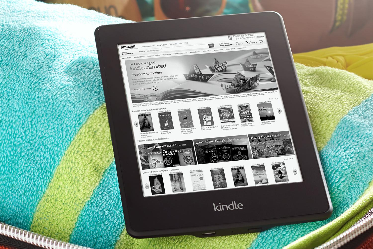 A Kindle on the beach.