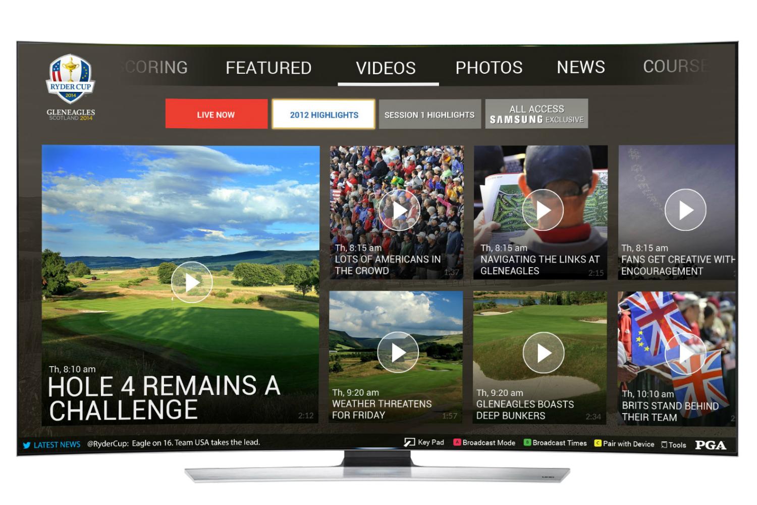 samsung builds ryder cup multi screen app for newer smart tvs rydercup