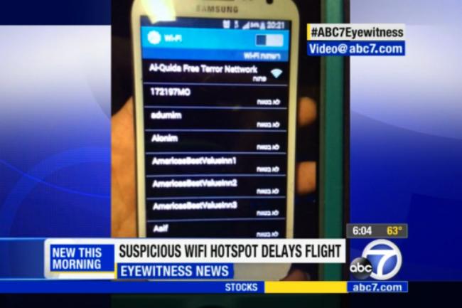 someones stupid wi fi prank delayed los angeles flight four hours hotspot