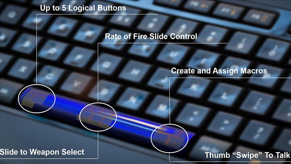 the synaptics smartbar is a touch sensitive spacebar with pinch to zoom