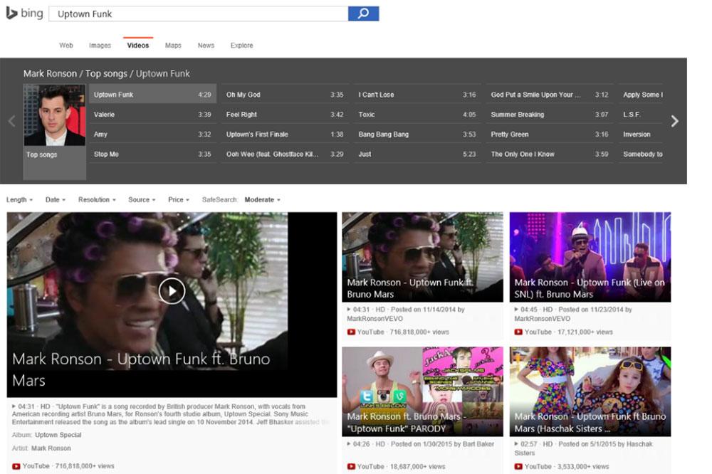 Bing video search