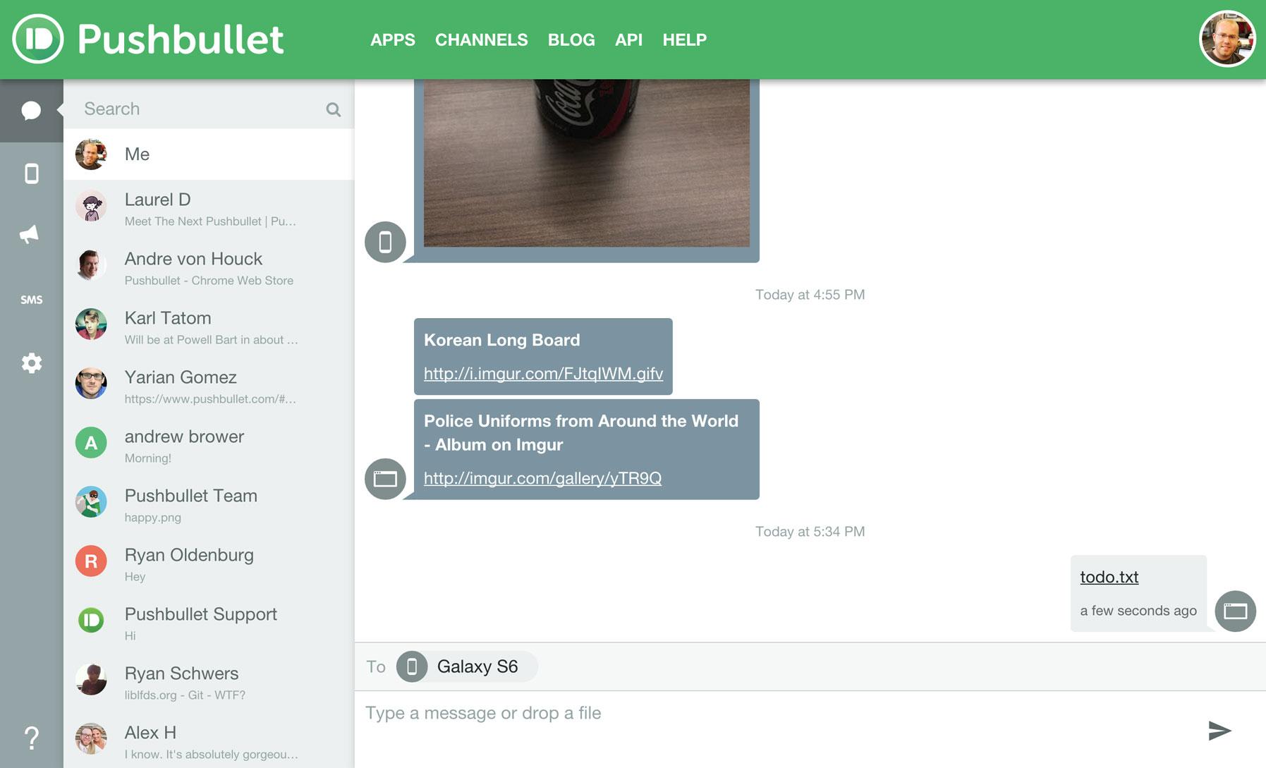 pushbullet update messaging emphasis website