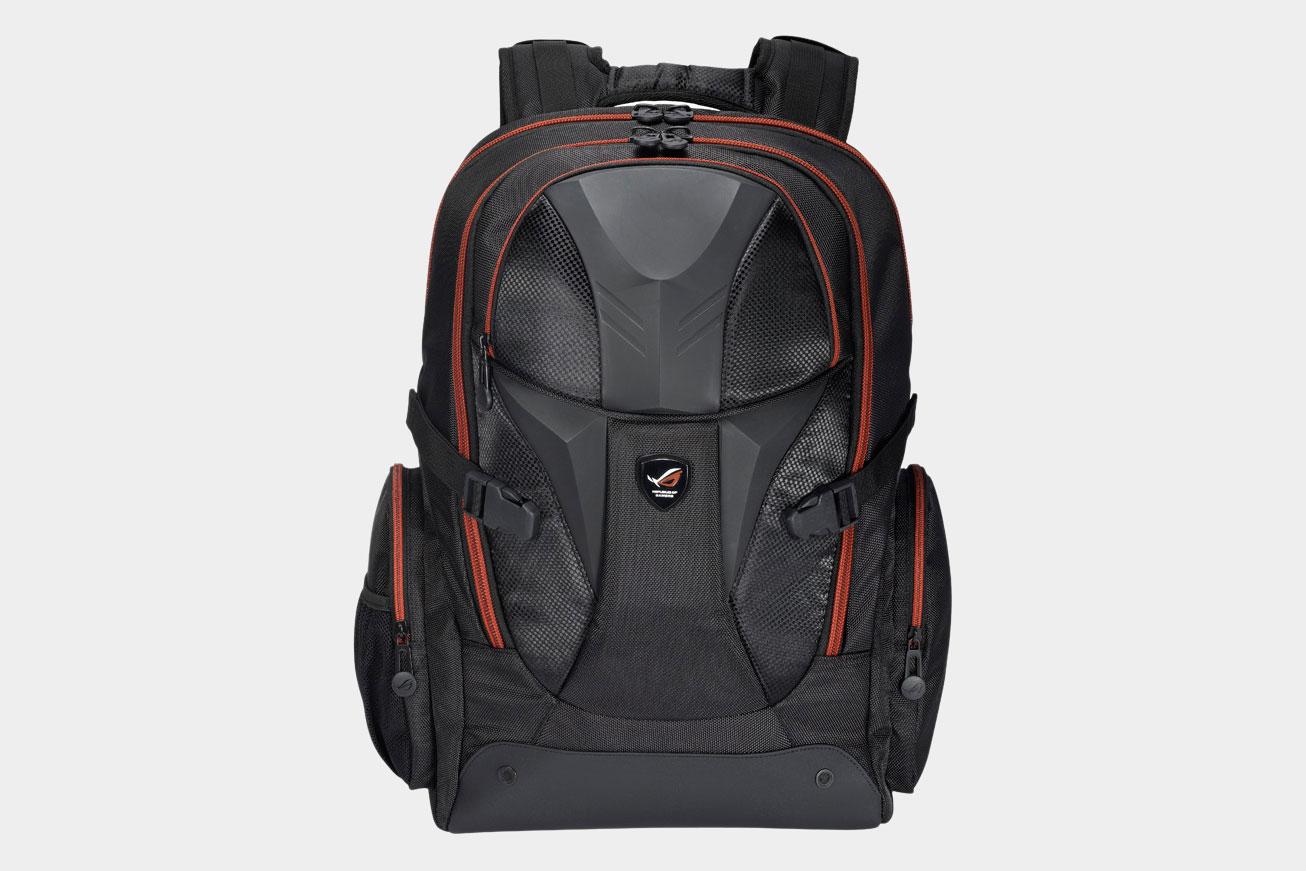 Front view of an Asus ROG Nomad V2 backpack.