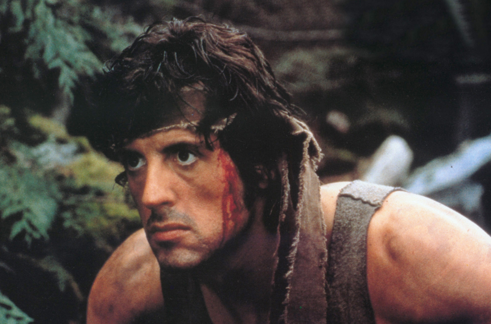 Sylvester Stallone wears a bandana in Rambo.