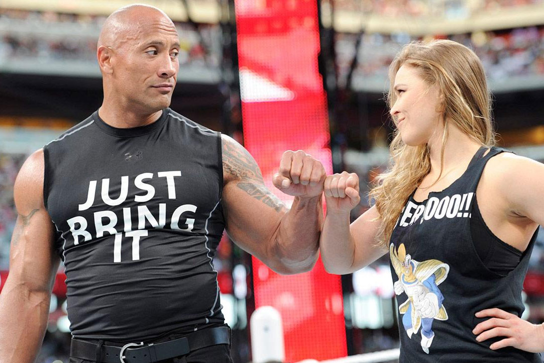 dwayne johnson boost unit fox the rock wwe wrestling ronda rousey authority