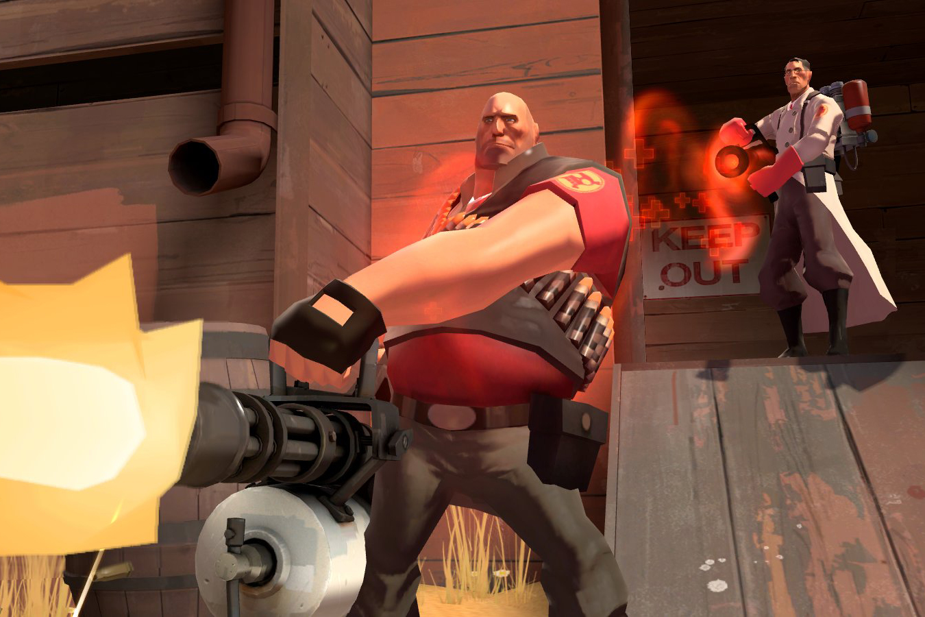 Team Fortress 2 Medic healing a Heavy.