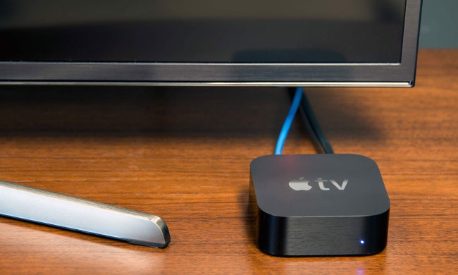 An Apple TV connected to a TV.