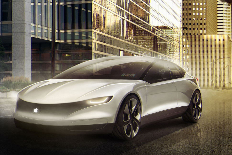 An artist's rendering of the rumored Apple Car.