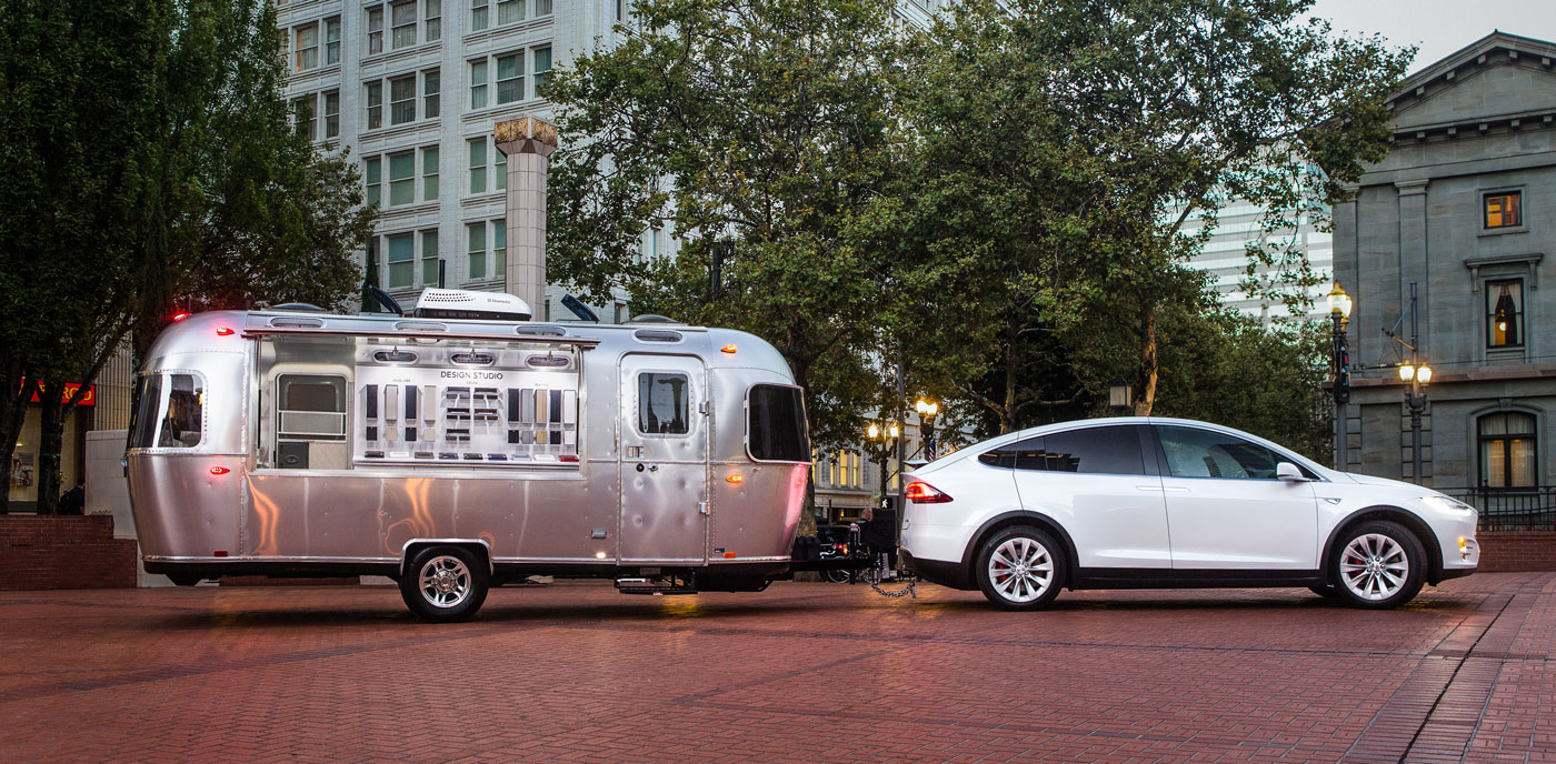 tesla design studio road trip airstream