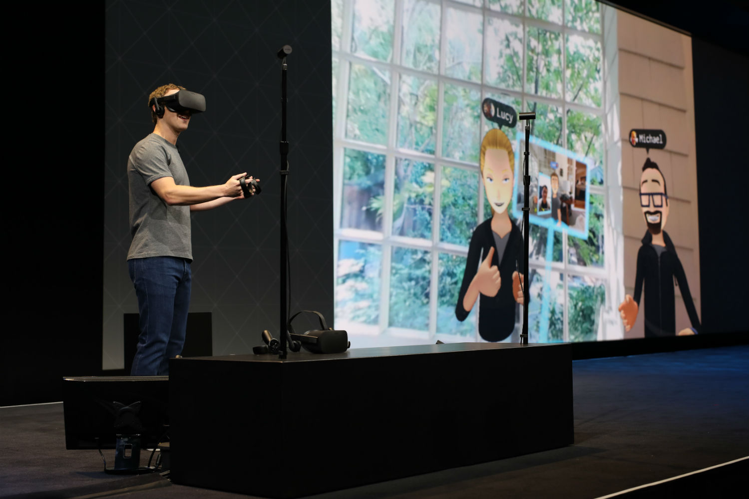 Mark Zuckerberg Demos Oculus Chat