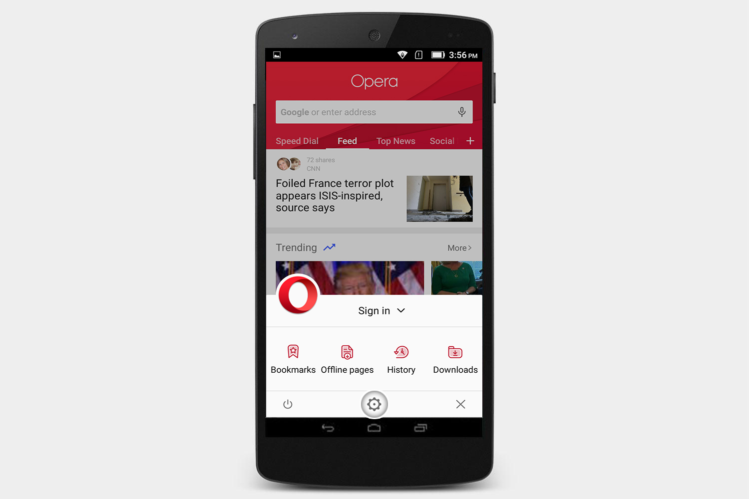 opera clear browsing data android