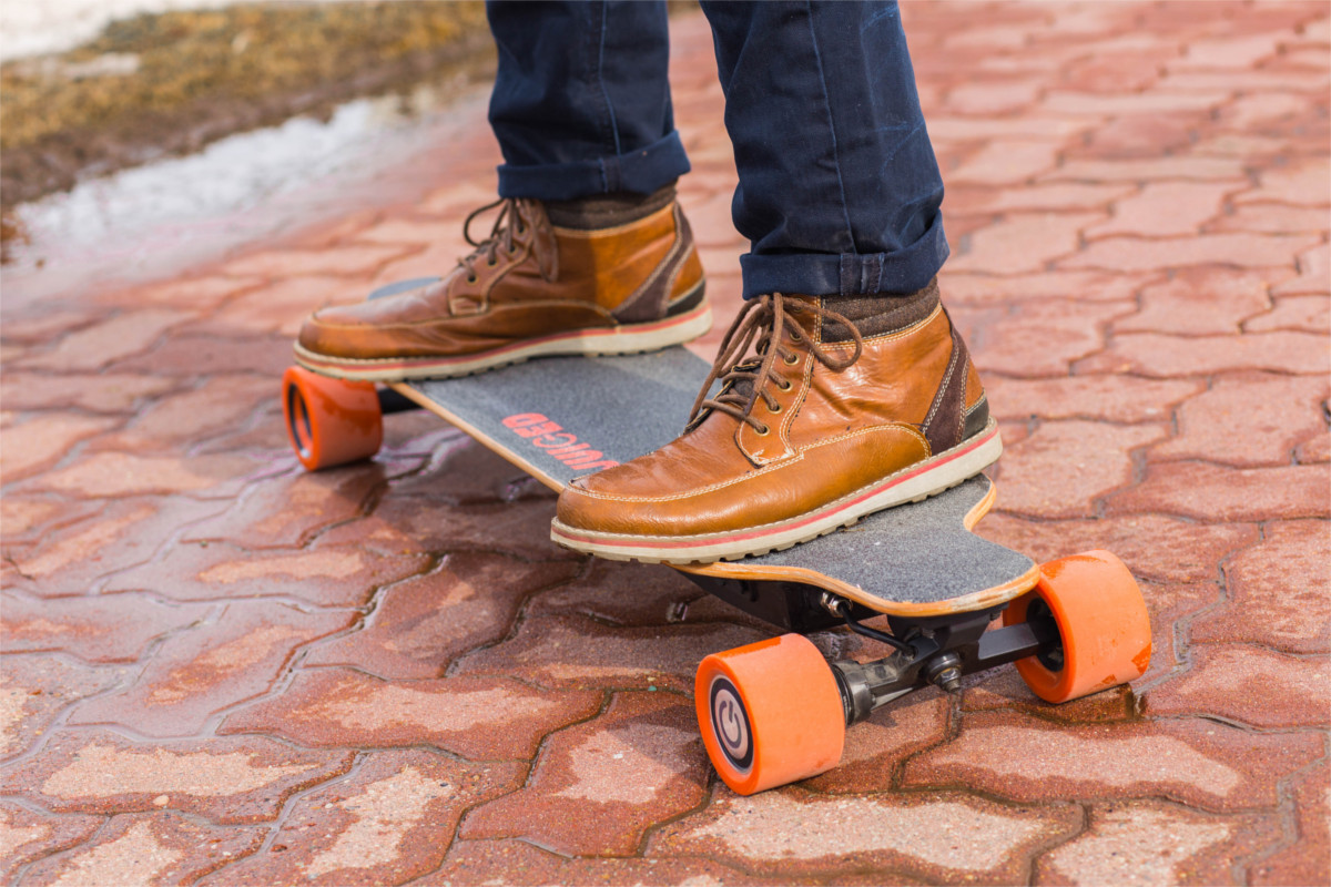 juiced electric skateboard man on juicedboard