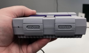 SNES Classic hands on review controller ports in hand