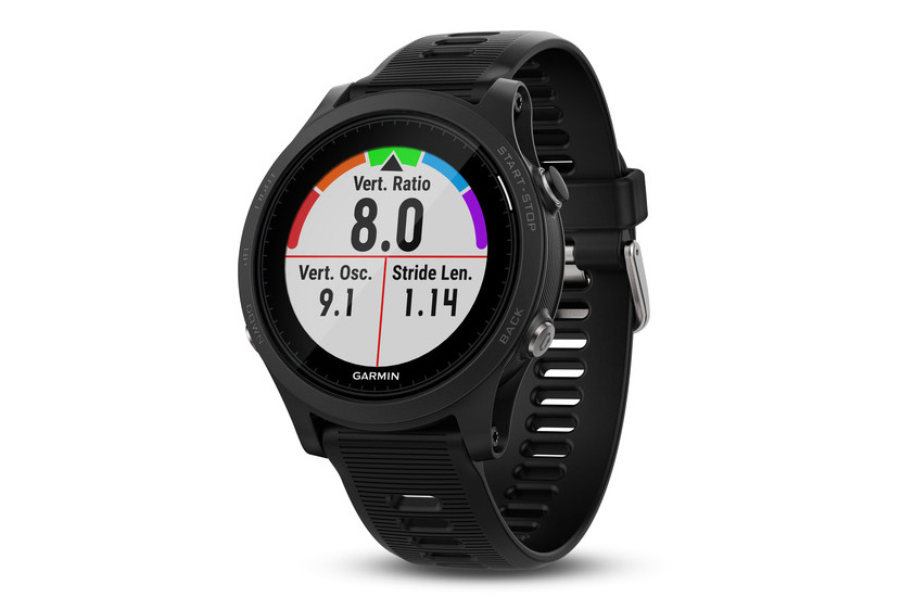 Garmin Forerunner 935 with GPS tracking run stats.