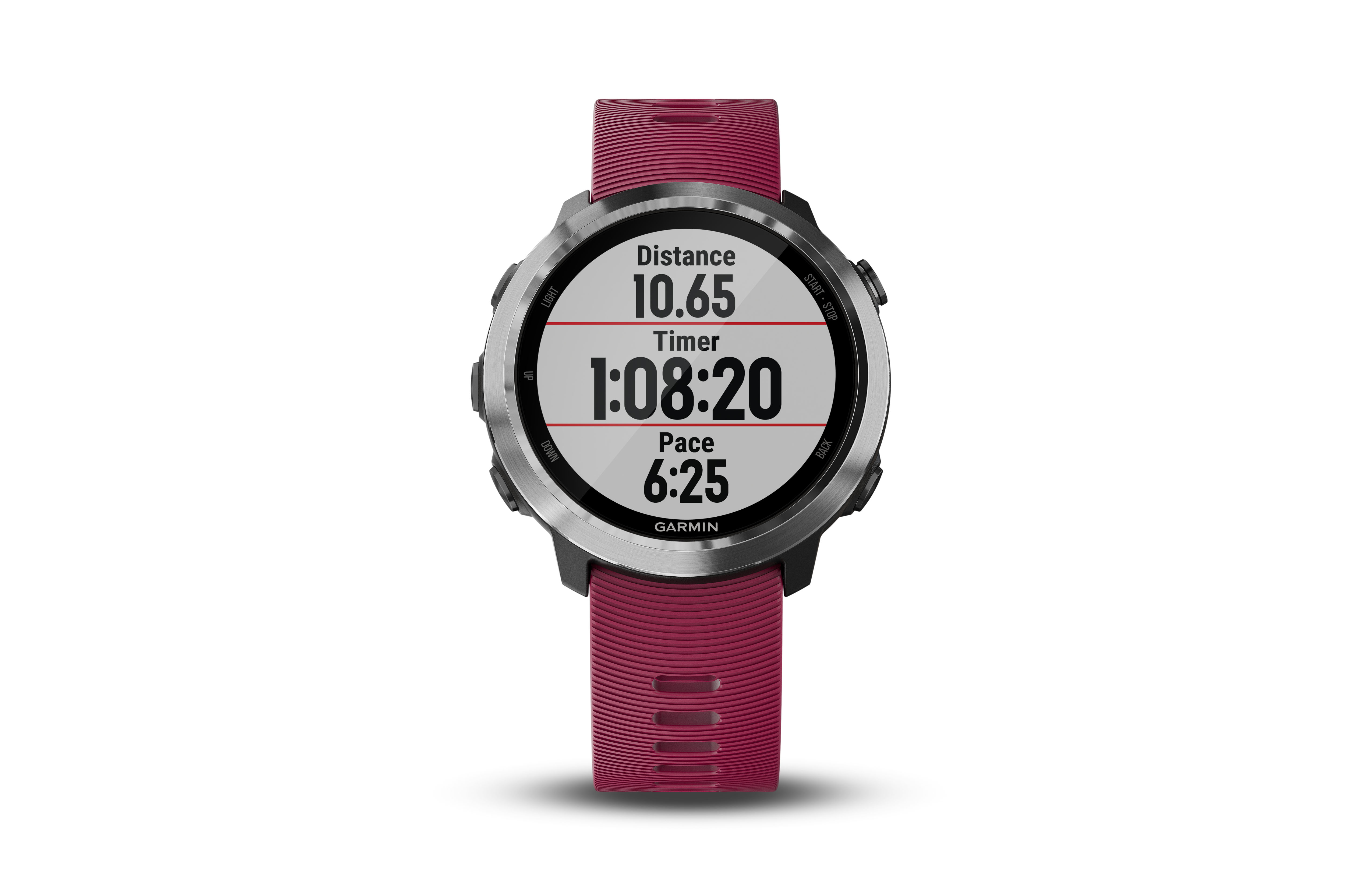 garmin forerunner 645 music smartwatch cerise distance time pace