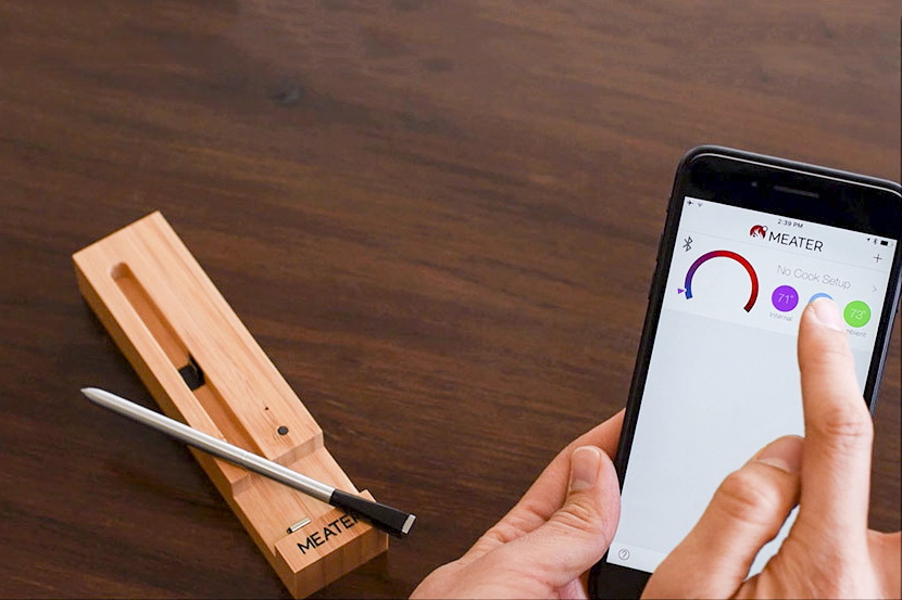 Meater smart thermometer connects to an app.