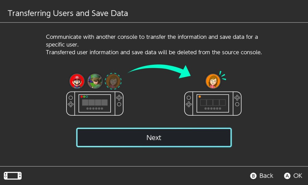 how to transfer data from one nintendo switch to another transferring