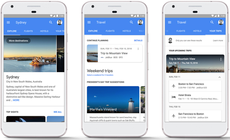 google smartphone trip organizer travel