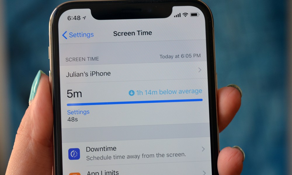 iOS screen time controls.