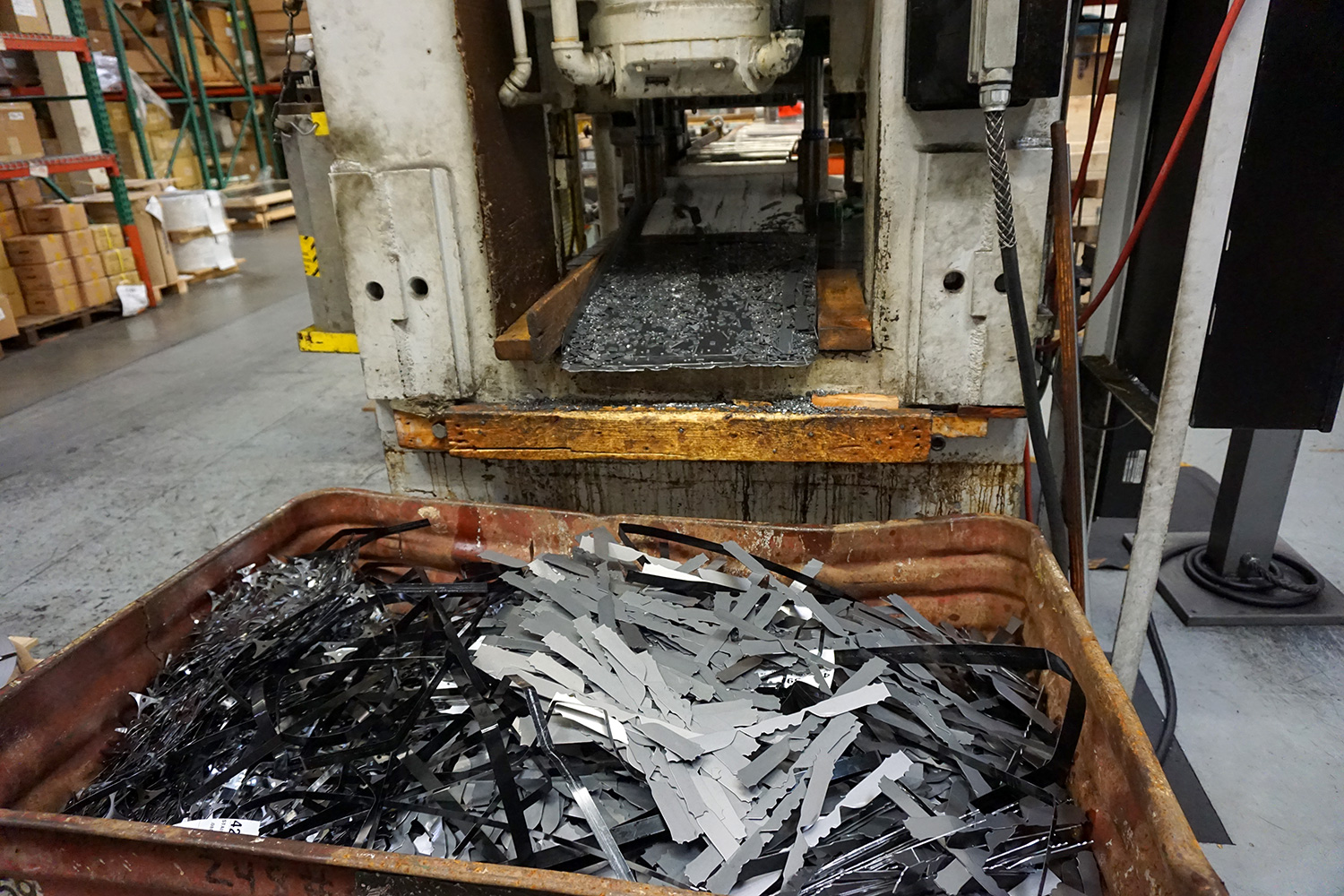 MSR factory tour metal in bin