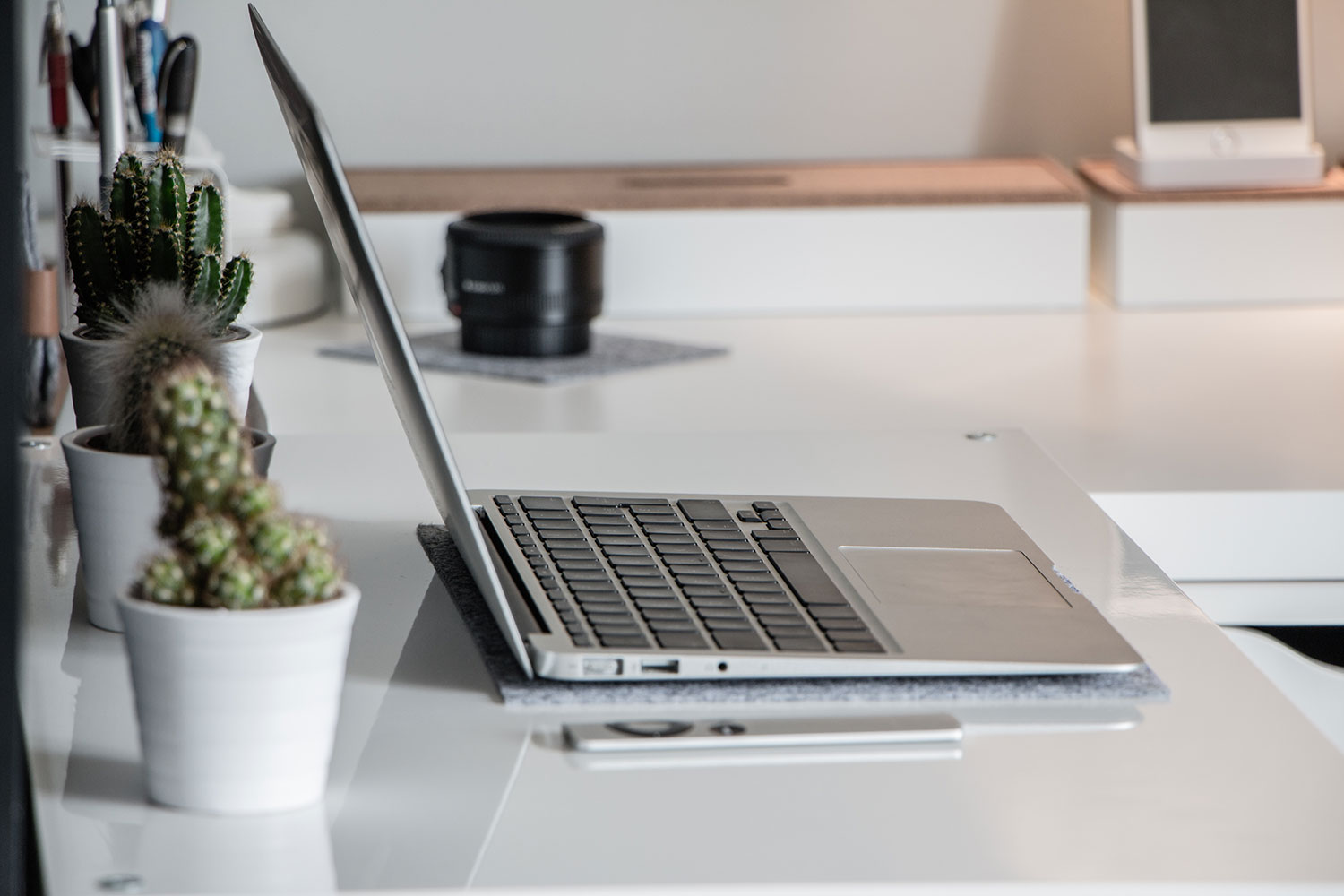 macbook air on desk