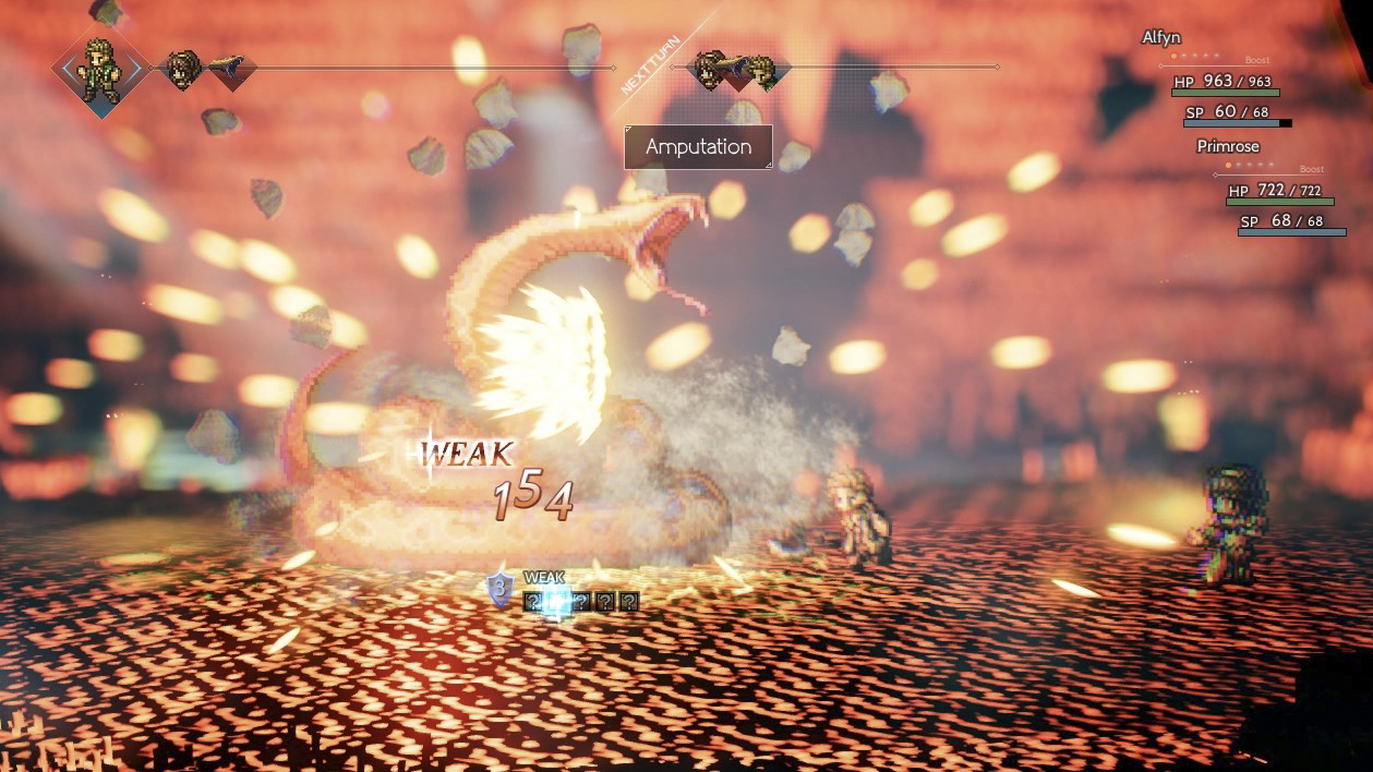 Octopath Traveler fight scene.