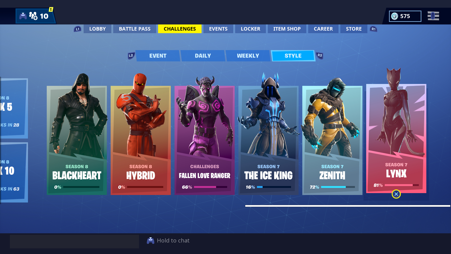 New skin challenges UI in Fortnite Season 8