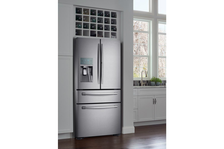 home depot chops samsung and lg french door fridge prices 22 4 cu f  food showcase refrigerator in stainless steel counter de