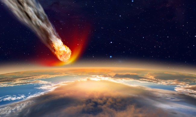 an artists depiction of an asteroid heading toward earth