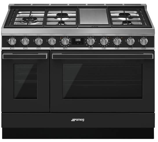 smeg portofino 5 burner kitchen range black