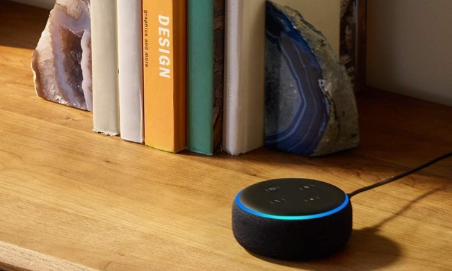 The third-generation Amazon Echo Dot on a table.