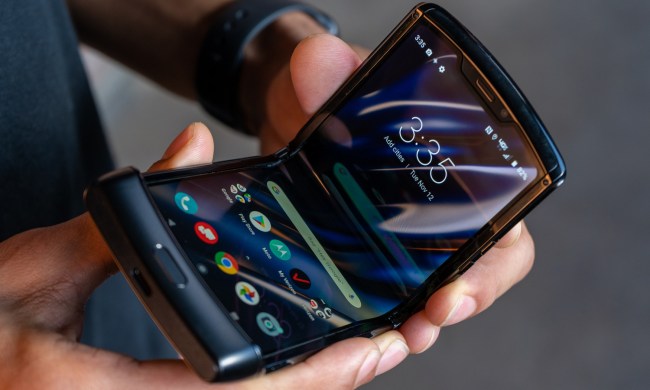 Folding the new Motorola razr.