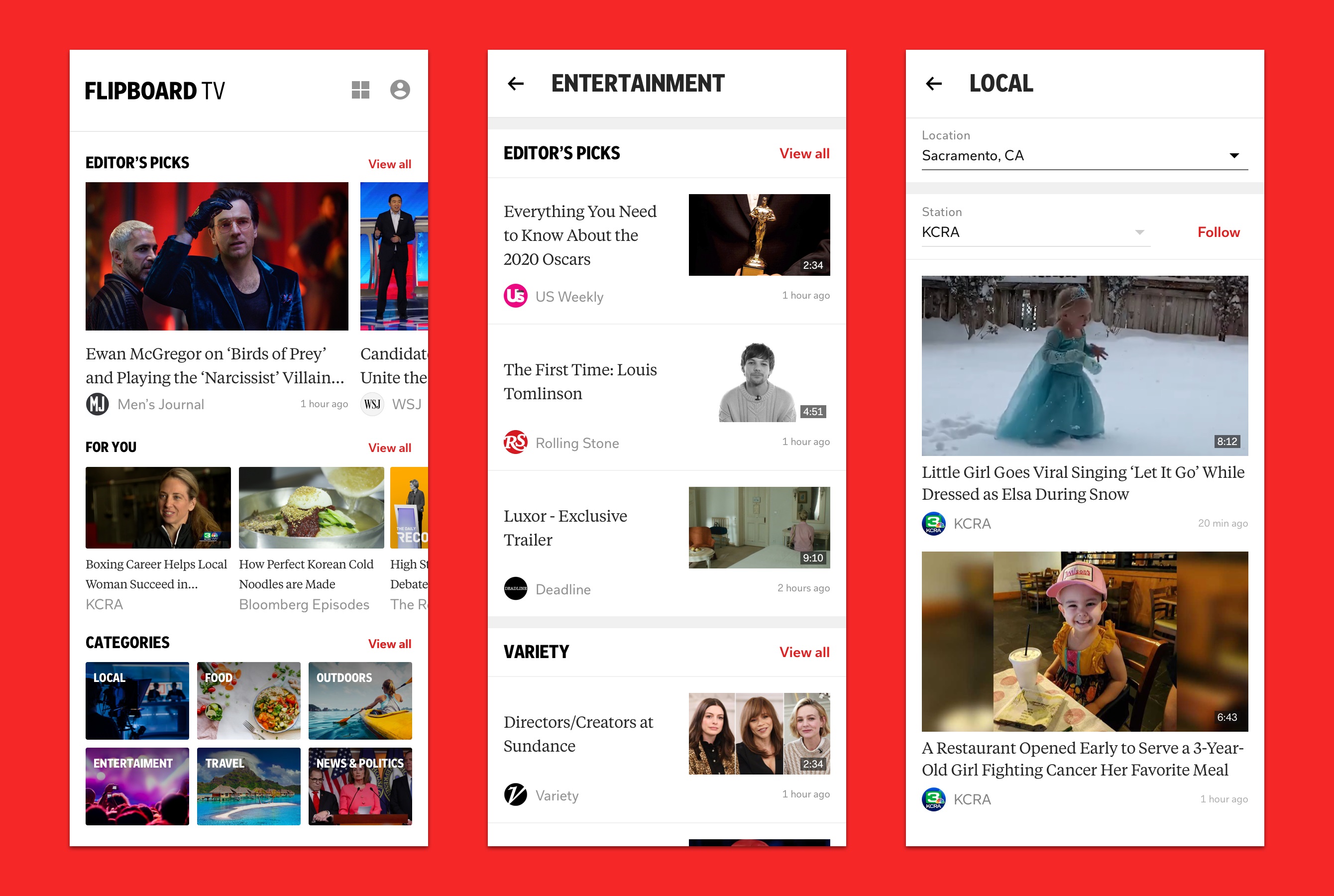 A screenshot of Flipboard TV