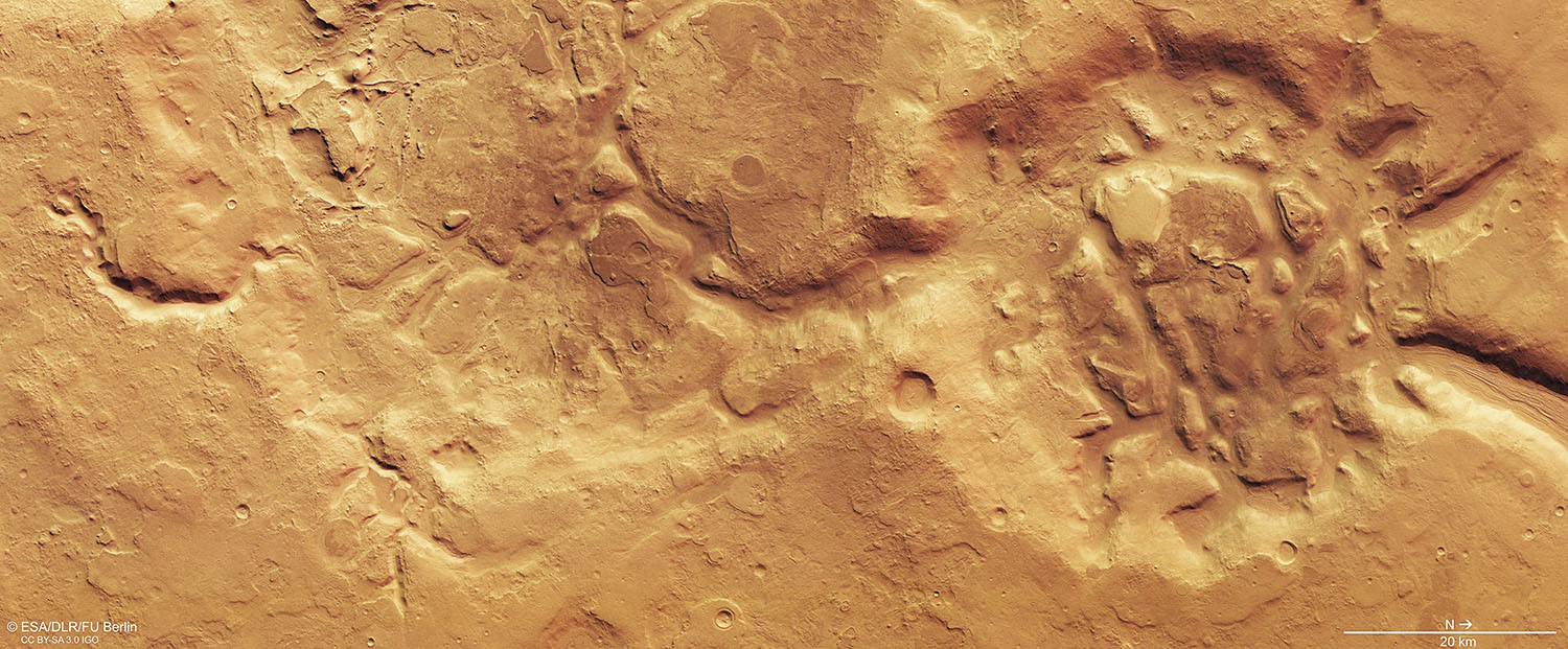 Mars is very much a world of two halves – as highlighted by this new image from ESA’s Mars Express, which shows where the planet’s dramatically different hemispheres come together as one.