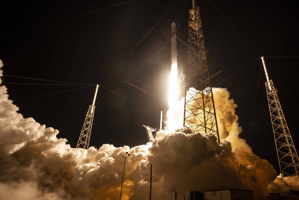 SpaceX's Dragon lifting off on a Falcon 9 rocket from Space Launch Complex 40 at Cape Canaveral Air Force Station in Florida on Saturday, May 4, with research, equipment, cargo and supplies that will support dozens of investigations aboard the International Space Station.